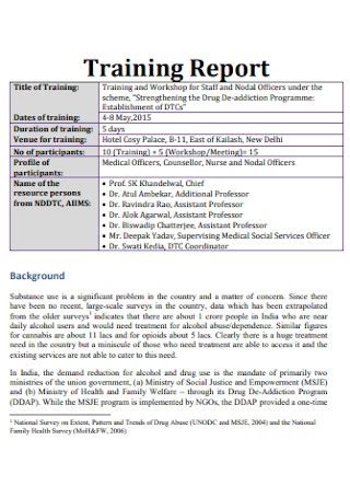 training summary report template doc